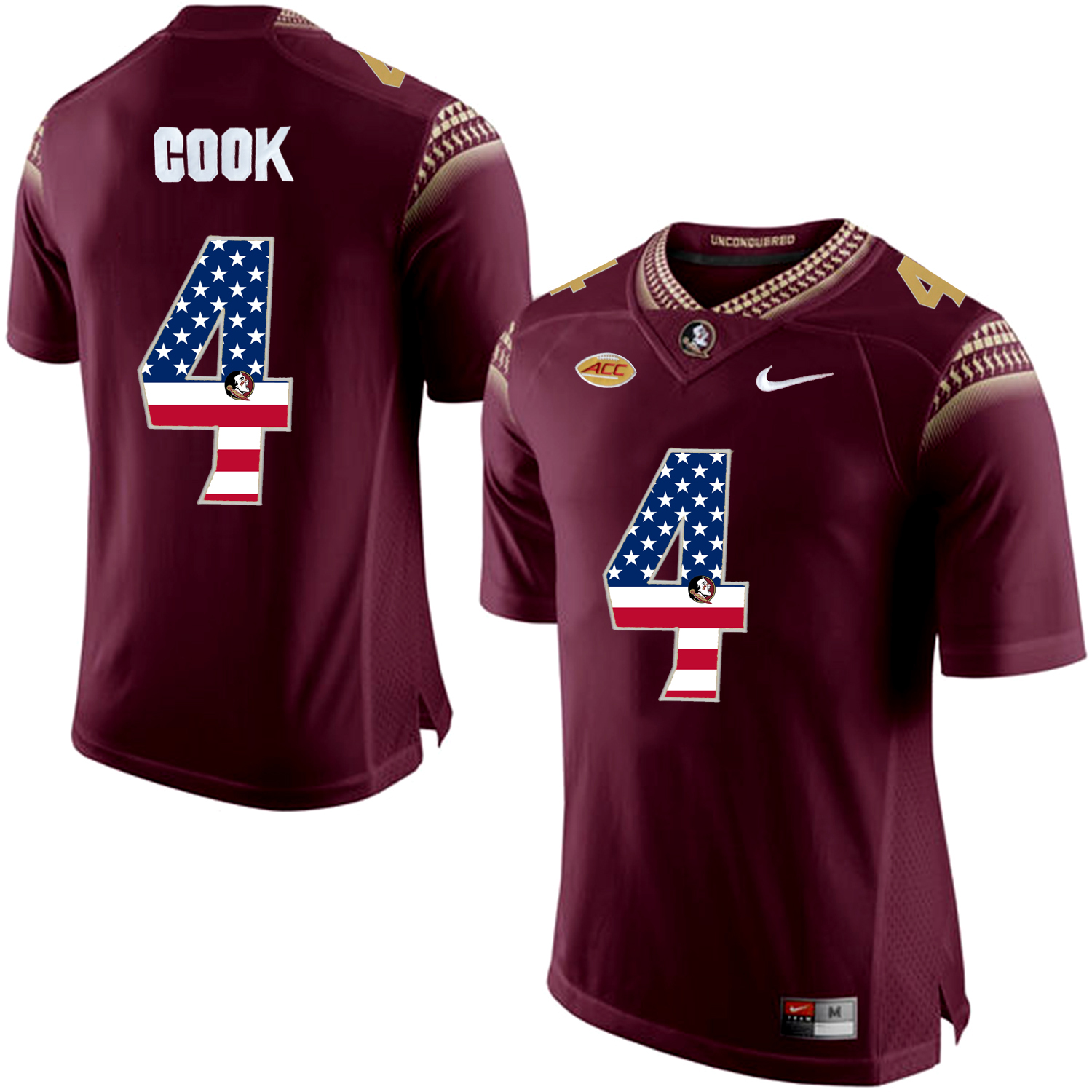 US Flag Fashion Men Florida State Seminoles Dalvin Cook #4 College Football Limited Jersey  Red->->NCAA Jersey